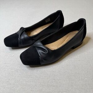 Clarks Tilmont Dalia Flats Loafers Black Leather Suede Women's‎ 10M Shoes
